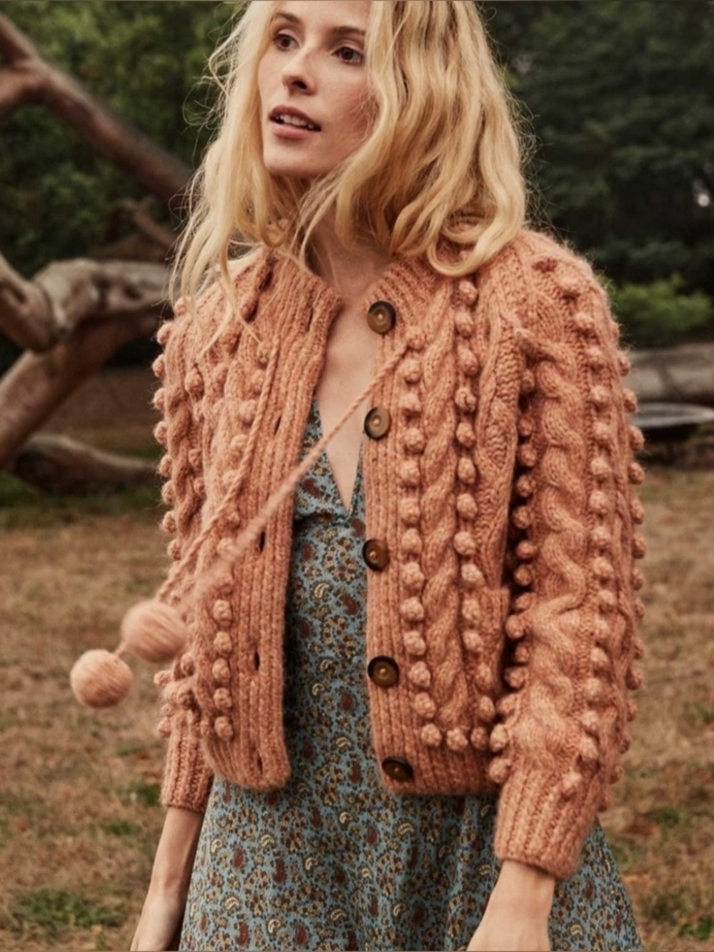 Doen Pomme Cardigan Sweater Size Medium Ember Alpaca Wool Chunky Knit